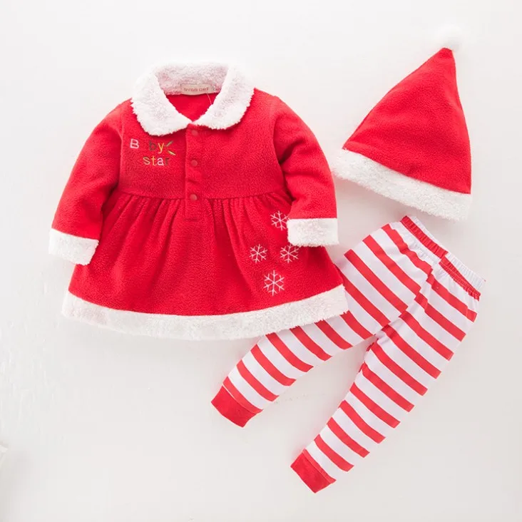 Новая Осенняя коллекция для рождества, красивый красный комплект из 3 предметов, Детский костюм 3095 - Цвет: for baby girl