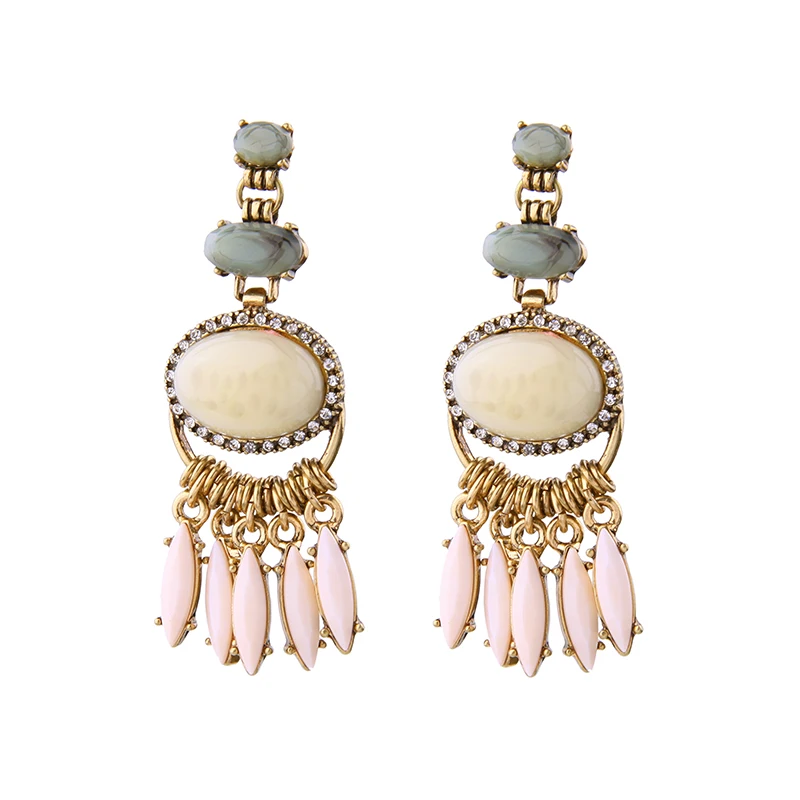 

New Antique Gold Color Geometric Large Earrings From Indian Trendy Tassel Pendant Earrings Fashion Jewelry