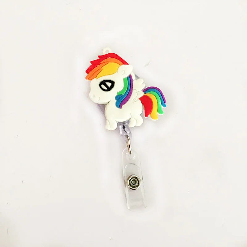 Cute Unicorn Retractable Plastic Badge Holder Reel Student Nurse Use For Exhibition ID Enfermera Name Card Office Chest card