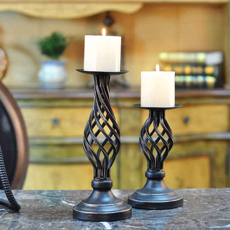 

Retro Candlestick Decoration European-style American Cafe Candle Holder Wedding Candlelight Dinner Props Table Decorations