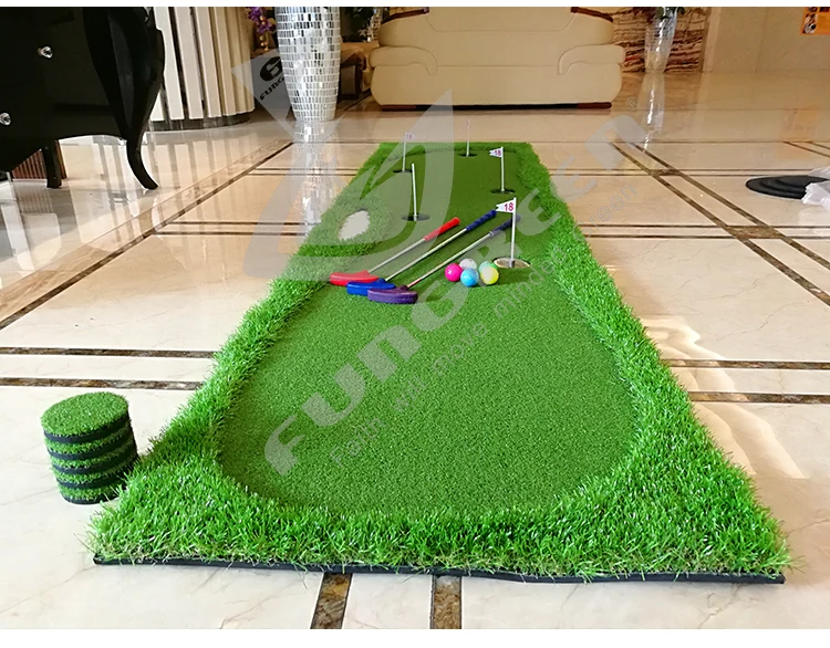FUNGREEN 5 отверстий Крытый гольф зеленый 75x300 см для тренировок в помещении и на улице Putter Коврик для тренировок зеленый для домашнего