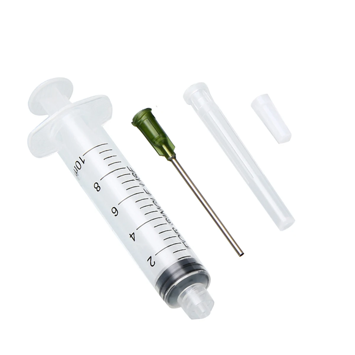 5 Pack 10ml Disposable Stainless Steel Syringe With 5pcs 14 ga 1.5 Inch Flat-mouth Needle + 5pcs Transparent Rubber Cap