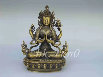 

Elaborate Chinese Tibet Buddhism Brass Bodhisattva Four-armed Avalokiteshvara Buddha Statue sculpture