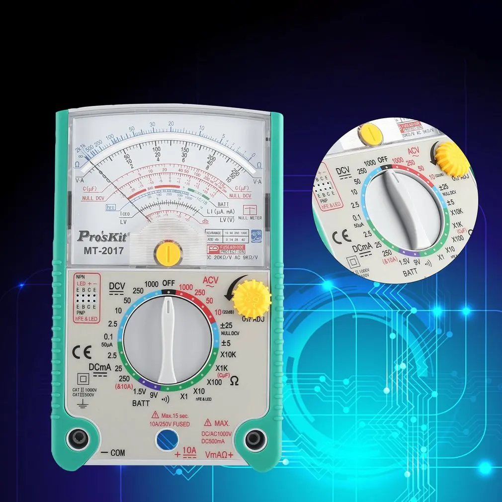 Proskit MT- AC/DC Аналоговый граф Указатель мультиметр Амперметр Сопротивление Емкость диод Вольт Ампер Ом hFE светодиодный измеритель