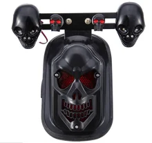 Universal Black Motorcycle Skull Turn Signal Rear Brake Tail Light For Harley Bobber Honda Yamaha