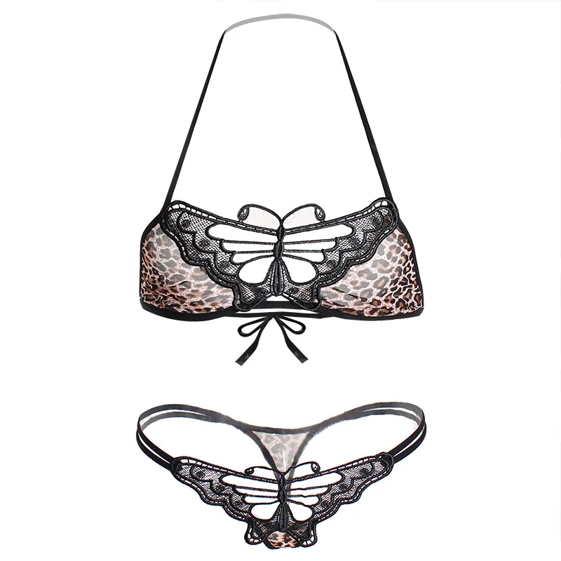 

Kakaforsa Gold Hollow Out Push Up Bra Brief Sets Leopard Temptation Lace Thongs Women Bra Set Intimate Sexy Underwear Panty Set