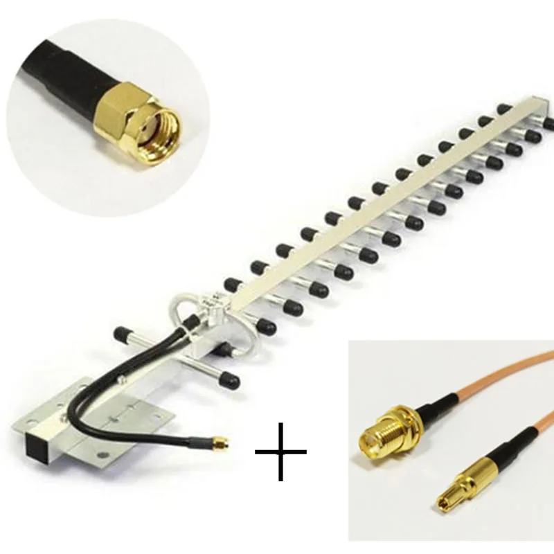 imágenes para 3G 25dBi antena yagi 1880-1920/1990-2170 MHZ conector exterior + RP SMA Hembra a RP SMA CRC9 Macho RG316 Cable 15 CM imágenes para 3G 25dBi antena yagi 1880-1920/1990-2170 MHZ conector exterior + RP SMA Hembra a RP SMA CRC9 Macho RG316 Cable 15 CM