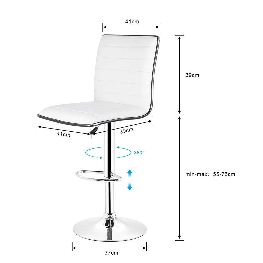 JEOBEST 2 шт./компл. Европейский Стиль барный стул поворотный, из искусственной кожи барный стул с регулировкой по высоте, Кухня счетчик паб стул HWC