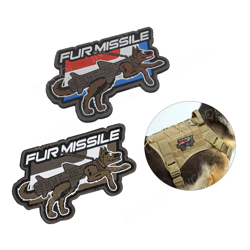 

Rubber Patches Police Dog Tactical Military Biker Morale Patches Hook Back Combat Patchwork PVC K9 Dog Badges For Harness Vest