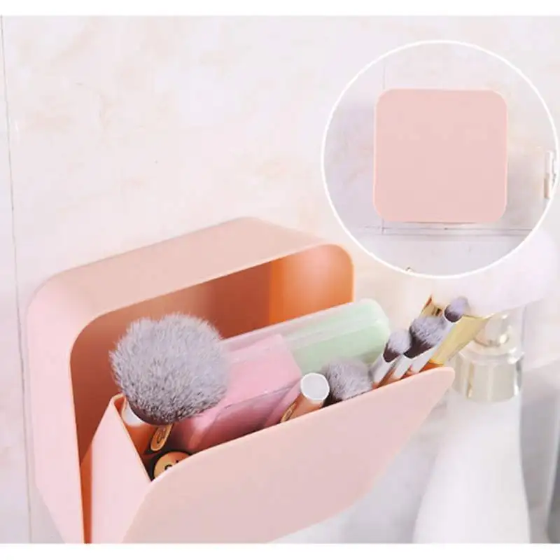 

Plastic Makeup Organizer Cosmetics Storage Container Waterproof Strong Non-marking Paste Bathroom Home Sundries Storage Box