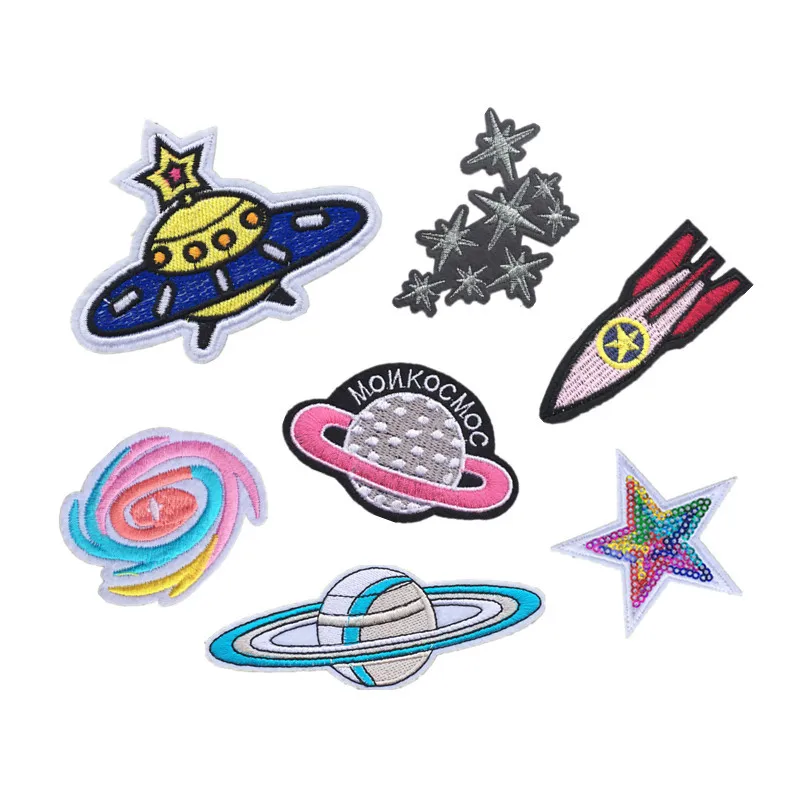 Direct Universe Planet Computer Embroidery Patch Stars UFO Clothing Decoration DIY Cloth Stickers D-027