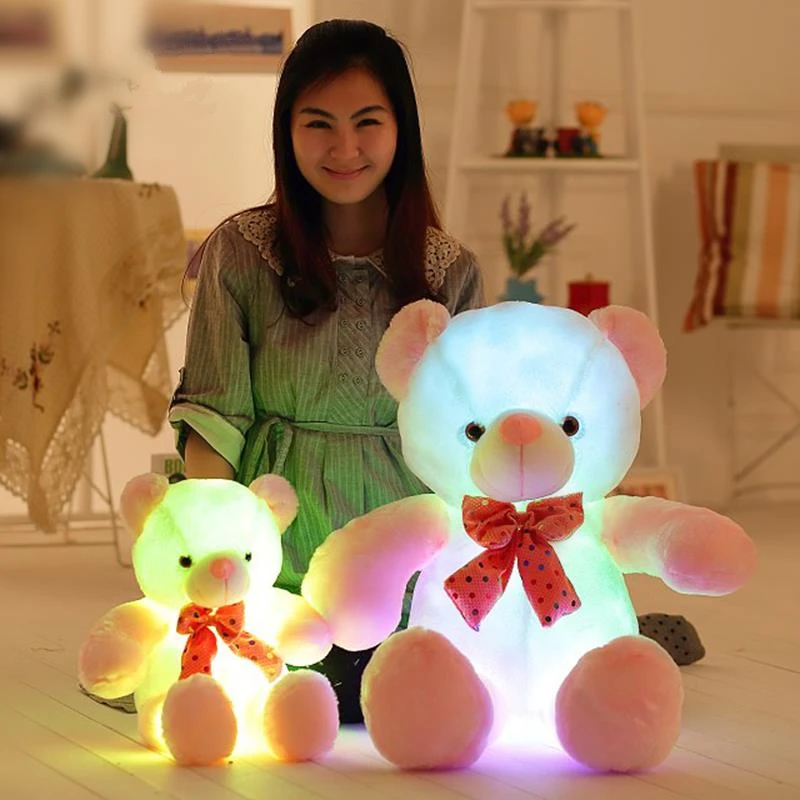 

Colorful Led Teddy bear plush toy pillow flashing luminous dolls glowing bear for girls gift