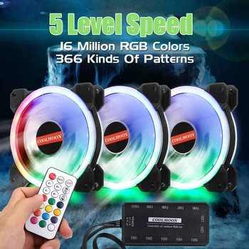 

3pcs Computer PC Case Cooling Fan Cool RGB Adjust Fan Cooler Speed 120mm Quiet IR Remote Control Computer Cooler Cooling RGB Fan