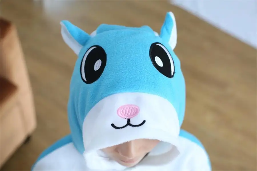 

Cartoon animal conjoined Blue Flying Squirrel Onesies Pajamas Sleepsuit Adult Anime Pyjamas Costume Halloween Cosplay Homewear