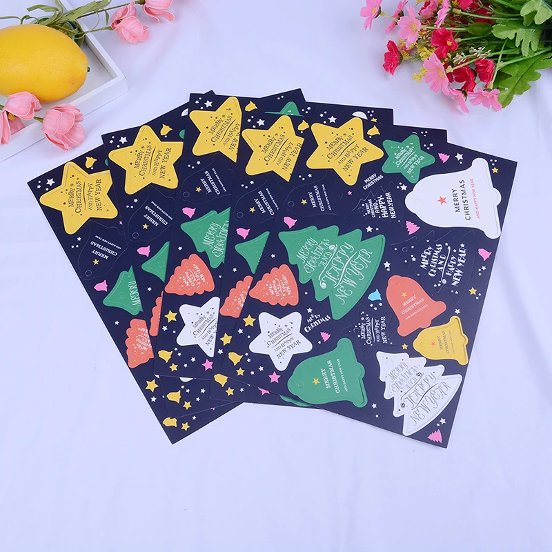 70 Pcs Christmas Tree Bell Star Hang Tag Diy Kraft Paper Cards Gift Candy Bag Package Handmade Tag Party Decor