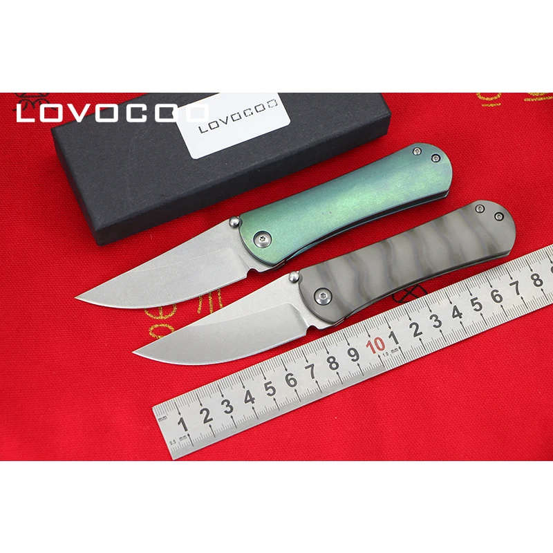 

LOVOCOO SF001 pocket Gift knives D2 blade Titanium handle ball bearing Flipper folding knife Outdoor camping hunting EDC tools