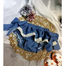 Детские шаровары для новорожденных; джинсовые кружевные шорты для маленьких девочек