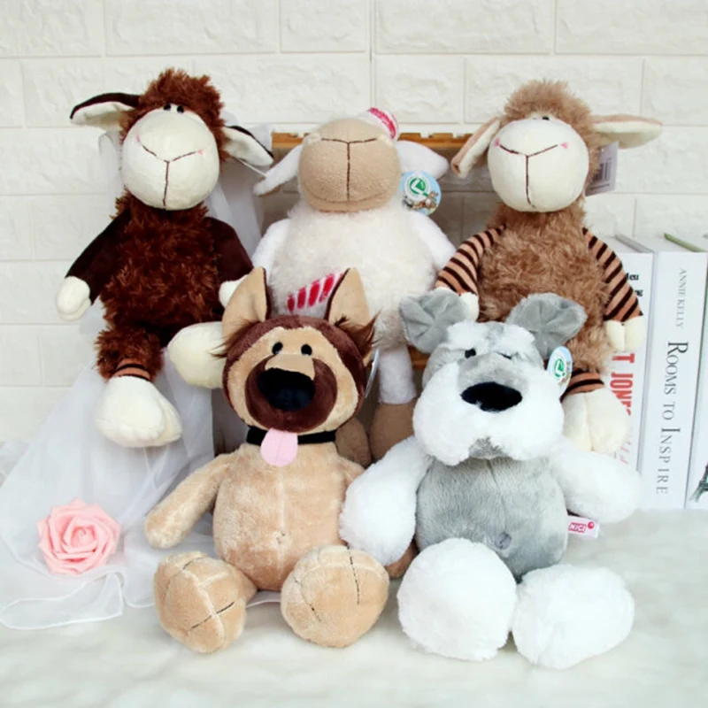 

1pcs/lot 38/50cm Cute Stuffed Doll Jungle Brother Sheep Schnauzer Dog Plush Animal Toy Best Gifts for Kids