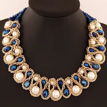 Модный женский нагрудник, ожерелье с большим искусственным жемчугом, Колье чокер с кристаллами, ожерелье для женщин, преувеличенное ожерелье, ювелирные изделия