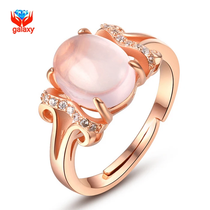 

YHAMNI Brand 100% 925 Silver With Pure Gold Color Wedding Rings For Women Luxury Natural Quartz Resizable Crystal Ring YH390