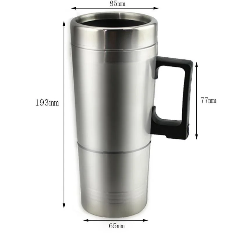 Hot Water Heater Mug for Car- Car Electric Kettle Heated Stainless steel Portable Heating Cup with Charger 12 Volt/24Volt