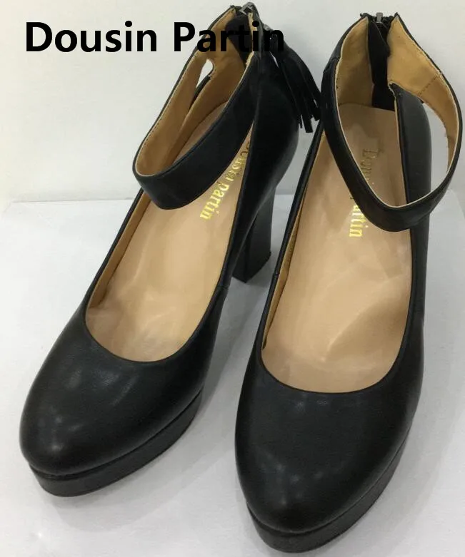 

Dousin Partin 10cm High Heels 2018 Pointed Toe Strap Zipper Up Women Shoes Platform shoes woman N8745123