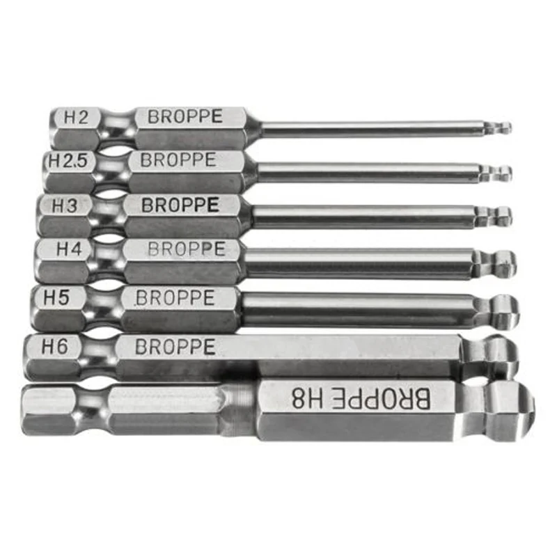 

7pcs S2 Steel 65mm Hex Shank Magnetic Ball Head Screwdriver Bit 2/2.5/3/4/5/6mm
