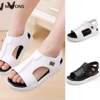 

MHYONS 2018 Kids Leather Sandals Boys 2018 Soft Leather In Summer Boys And Girls Children Beach Shoes Kids Fashion Sport Sandals