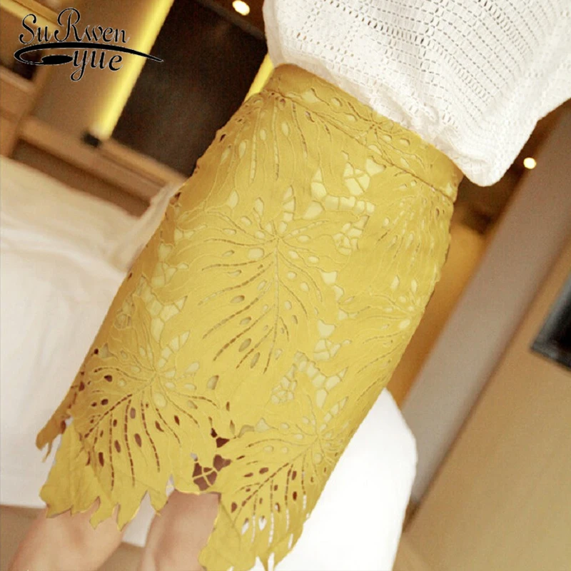 

faldas mujer moda 2019 Short skirt female autumn new Korean style high waist lace temperament multi hpllow half skirt 1676 50