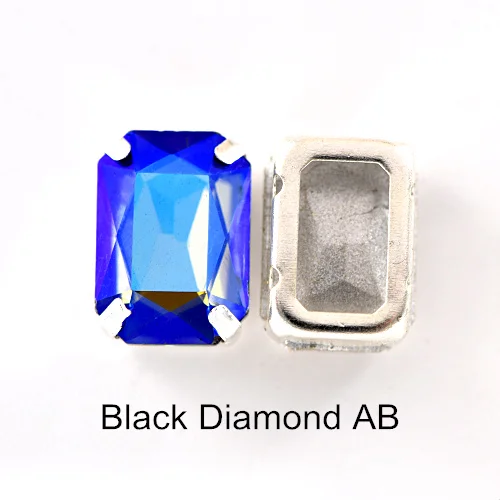 Прямоугольные Восьмиугольные пришивные стразы с полым дном, хрустальные пришивные стразы со стразами для свадебного платья B0339 - Цвет: Black Diamond AB