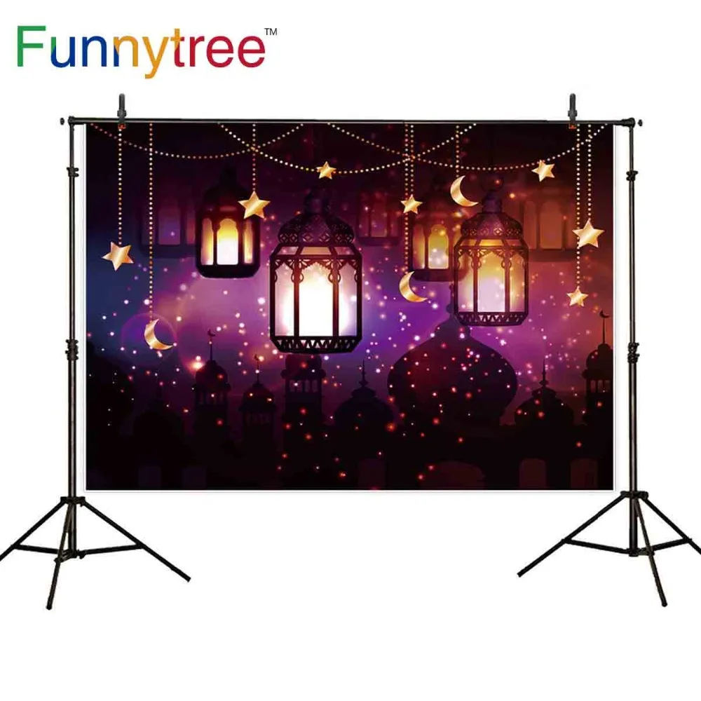 Фон Funnytree mubarak для фотостудии Diwali night Islam полые люстры Ramadan Kareem Фотофон