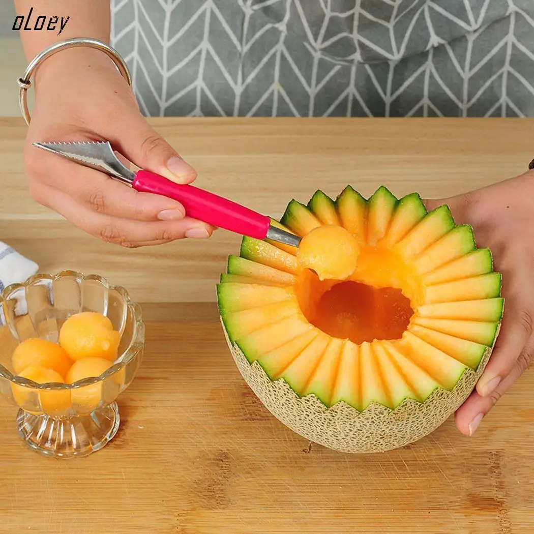

Sculpture Fruit Knife Spoon Double Head Digging Machine Corrugated Carving Watermelon Device Steel Stainless Melon Cream Baller