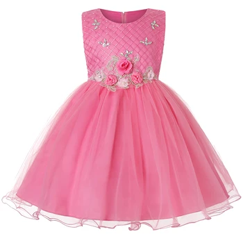 

Fashion New Tutu Kids Dresses for Girls Birthday Party 3D Flower Girls Wedding Bridesmaid Dress for Kid Children's Evening Dress