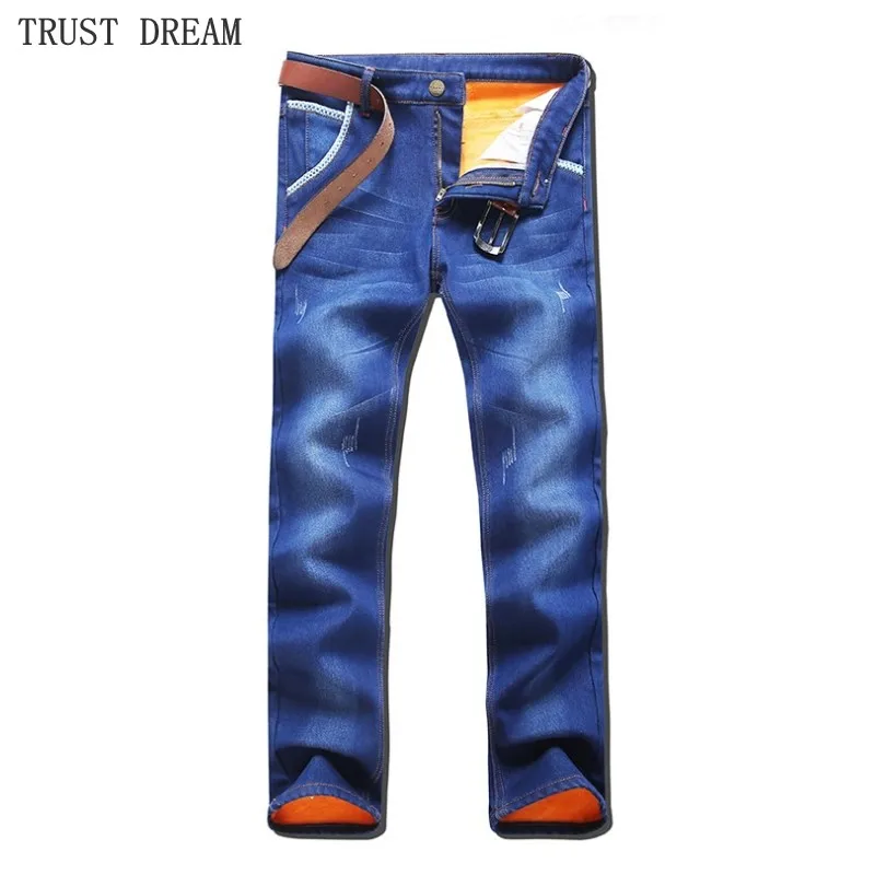  Autumn Winter Men Activities Warm Jeans High Quality Casual Male Jeans Warm Flocking Warm Soft Man Fashion Plus Fleece jeans