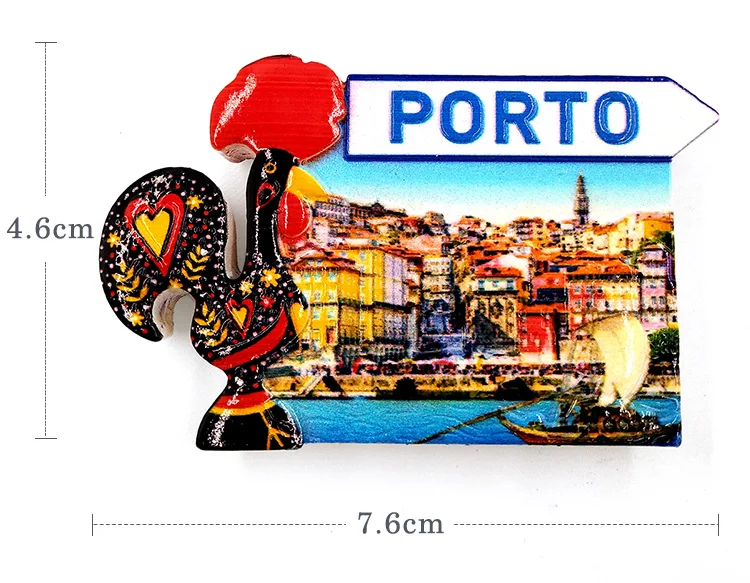 Португалия петух Путешествия Сувенир пейзаж Порто город 3D высокого класса смолы магниты на холодильник подарок холодильник магнитная наклейка