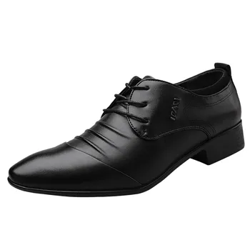 

2019 New Men Dress Shoes Plus Size 38-47 Men Business Flat Shoes Black Brown Breathable Low Top Men Formal Office Shoes