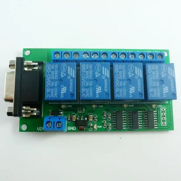 Релейная плата 12 В постоянного тока 4 канала RS232 USB UART DB9 пульт дистанционного