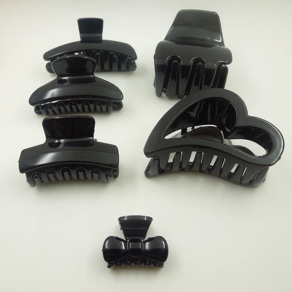 

5pcs/lot High-quality Hair Clip Fashion Plastic Hair Claw Black Color Hair accessories for Women Simple Diy Hair Crab Clamp
