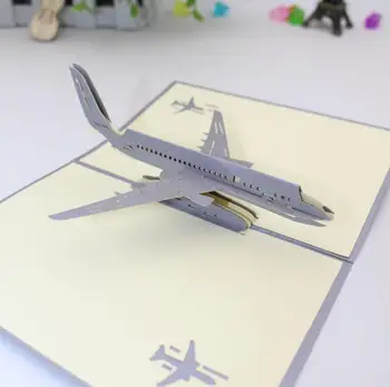

Hand Made Pop Up 3D Greeting Cards Three Dimensional Airplane Design Postcards Creative Thank You Card Hot Sale SN1601
