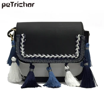 

Petrichor Vintage Ethnic Shoulder Bag Female Tassel PU Leather Women Messenger Crossbody Bags Small Handbag Ladies Purses Bolsa