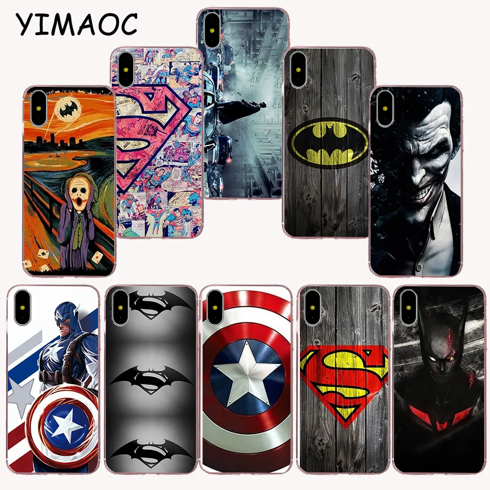 

YIMAOC 66z Bat man Captain America Soft TPU Silicone Case for iPhone X r s Xr Xs Max 8 7 6S 6 Plus 5 5s SE
