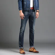 Мужские джинсы slim fit solid destroy wash mid-waist мужские Джинсы Новое поступление длинные брюки повседневные джинсы из денима Прямые брюки