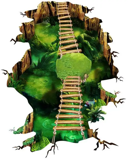 3 d pvc flooring custom photo mural waterproof floor Magic dream forest path room decoration painting wallpaper for walls 3d