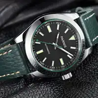 Parnis Classic Dress 40mm black dial luminous hands Top Brand Leather strap sapphire glass 21 jewels MIYOTA Automatic mens watch
