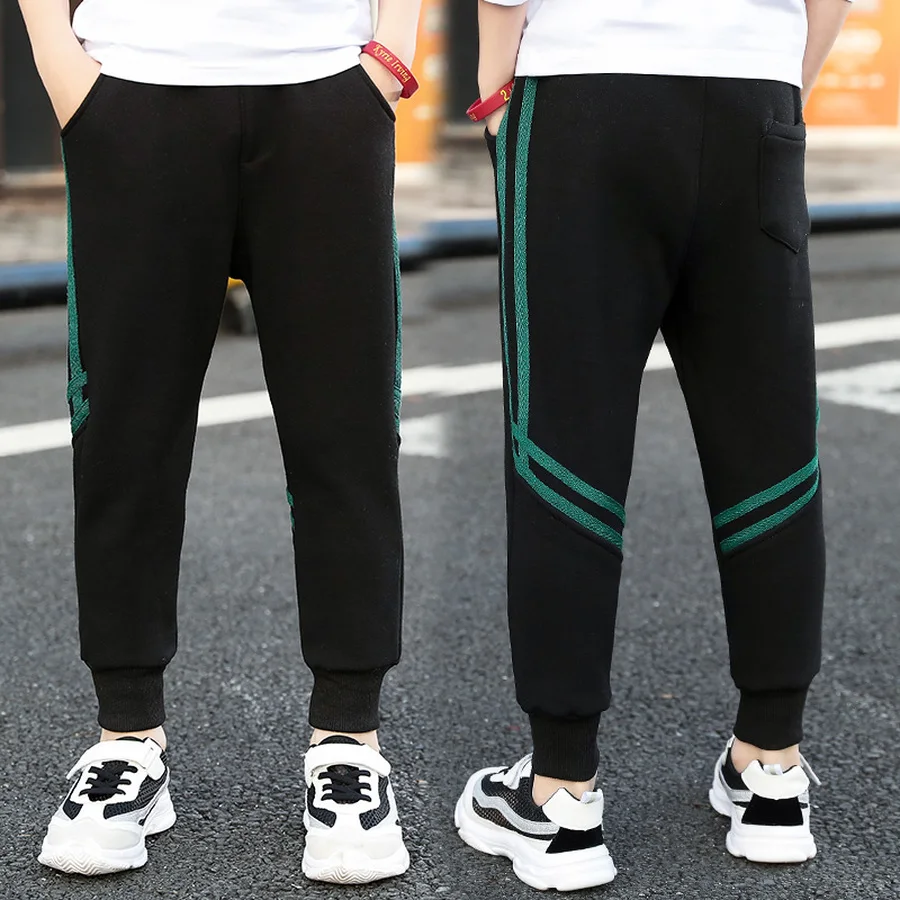 Boys Sport Pants Autumn Kids Casual Full Cotton Trousers Teenager Black Legging Pant 3Y-14Y Children Joggers