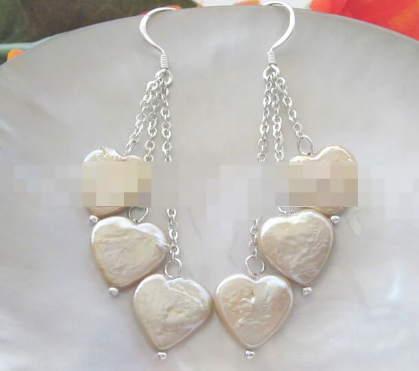

free shipping 09330 Champagne heart shape baroque freshwater pearl earring