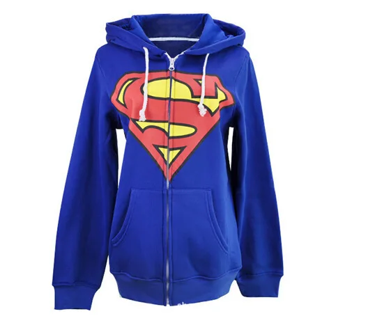 

Unisex Superman Hooded Jackets Superhero Batman Sweatshirt Black Hoody Blue Zipper Casual Tops