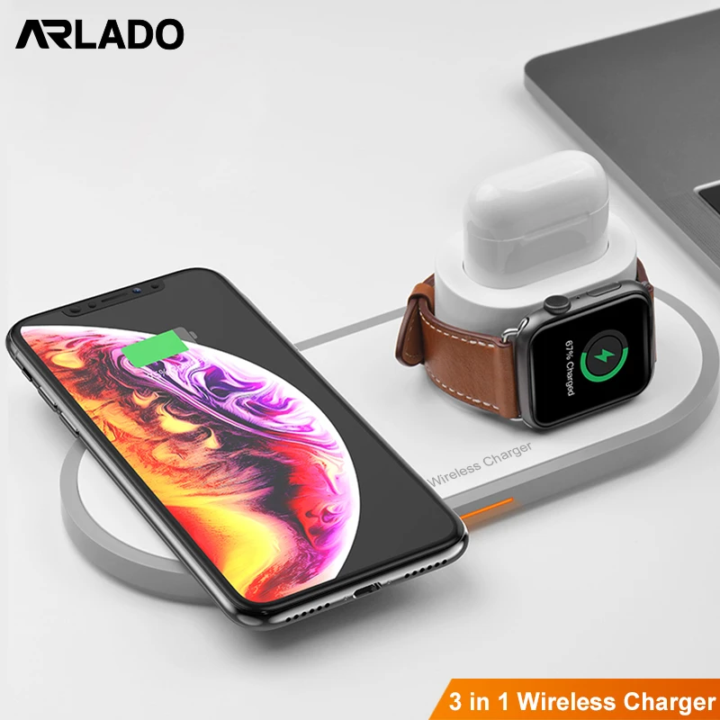 

15W Qi Wireless Charger For Iphone Xsmax XR XS 3 IN 1 Fast Charger Quick Charging For Apple Watch Airpods Arlado