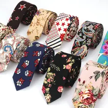 Corbata delgada informal de algodón y lino para hombre, Corbatas para el cuello para hombre, corbata fina con diseño de flores, Estilo Vintage, Corbatas con flores para boda