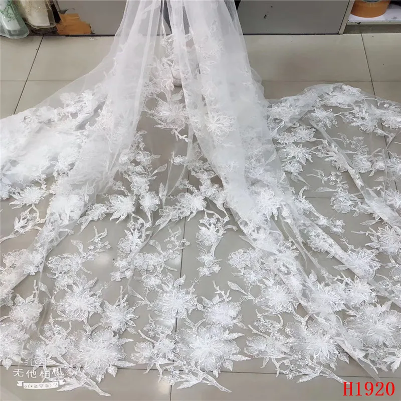 

African 3D Sequins Lace Fabric 2019 High Quality French Tulle Lace Nigerian Lace Fabrics For Wedding HJ1920-1